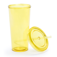Transparenter Becher mit Trinkhalm, 750ml
