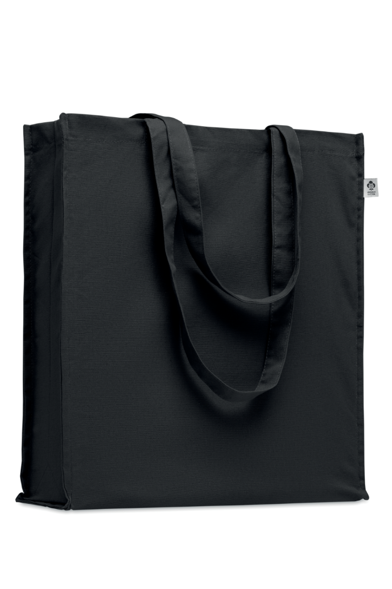 Organic Baumwolltasche mit Bodenfalz und langen Tragegriffen