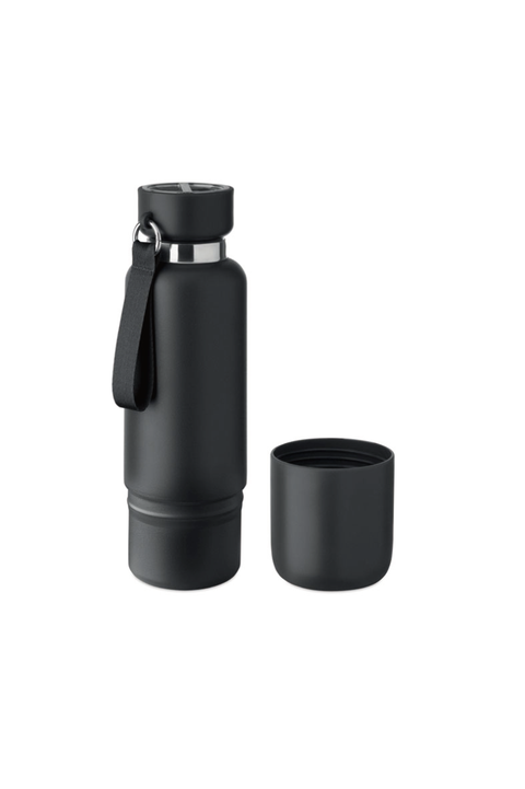 Doppelwandige Isolierflasche mit Becher im Boden und 500 ml Füllmenge